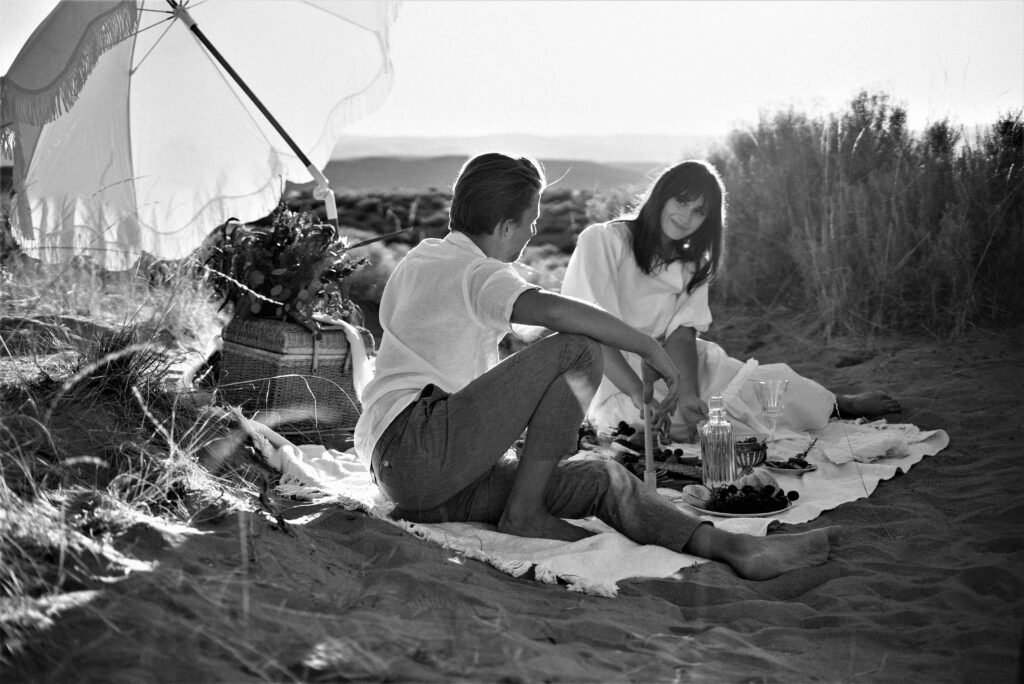 Couple having a date during summer.