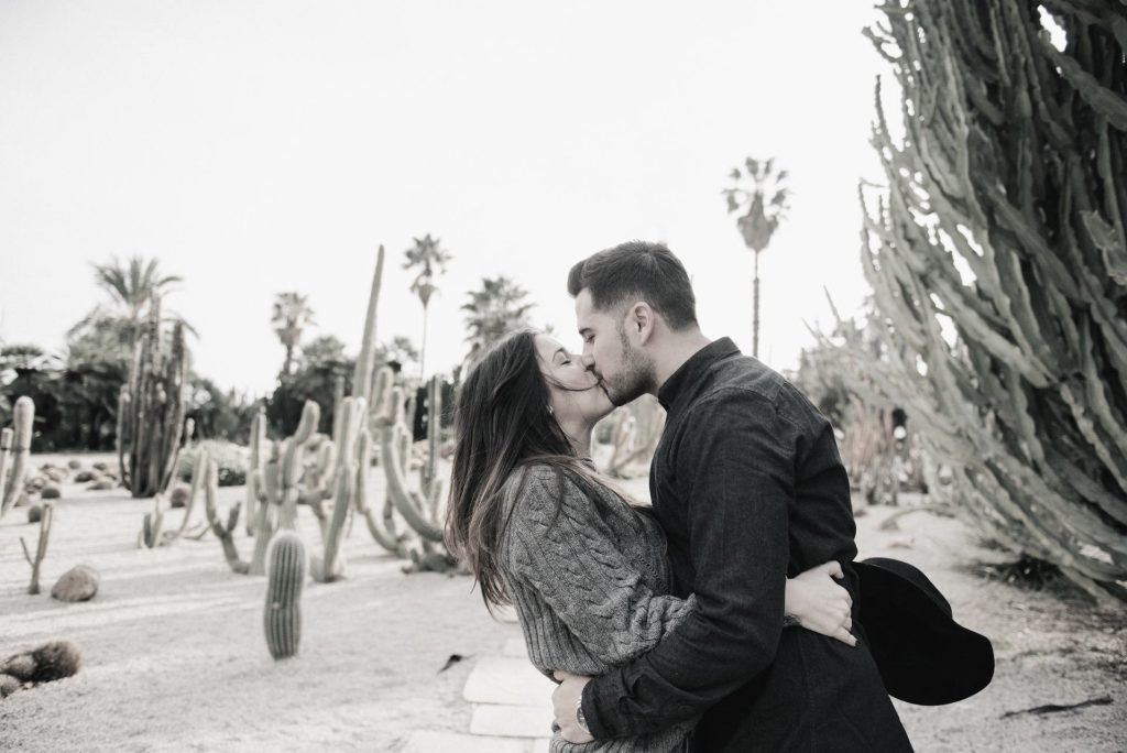 Attractive couple kissing near Albuquerque