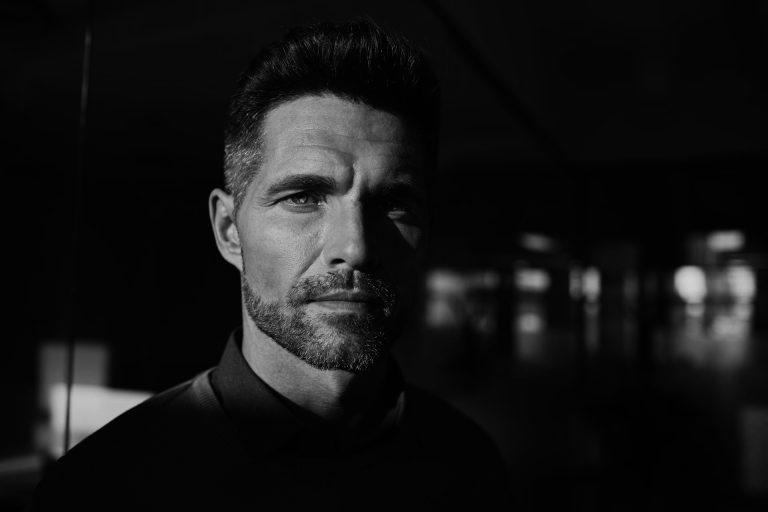Man in dramatic black and white
